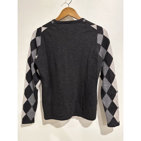 JONES NEW YORK 100% Merino Wool Argyle Vneck Preppy Sweater - Picture 2 of 4